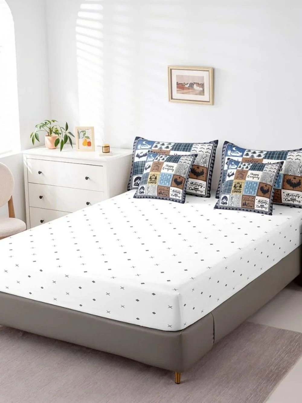 7 Piece Rv Camper Bedding Set King,Kids Happy Camping Comforter Set with Sheets,